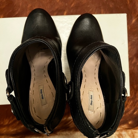 Miu Miu high heel platform zippered biker booties 8 - Picture 6 of 15